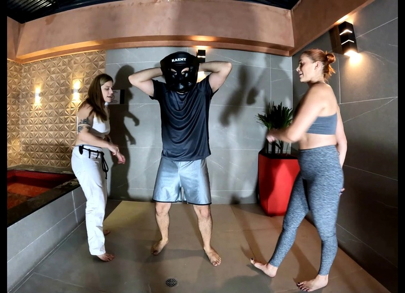 Manu and Bjj Bad Girl with No Mercy Ballbusting a Guy