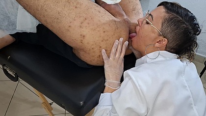 He went to the urologist because he no longer felt pleasure and she stuck her strapon in him until he came.