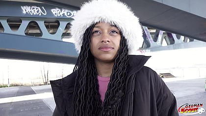 GERMAN SCOUT - No condom Anal Sex at Pick Up Casting for Black Girl Vicky Menage