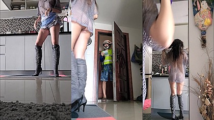 Net Dress NO PANTIES Prnk for Delivery Boy