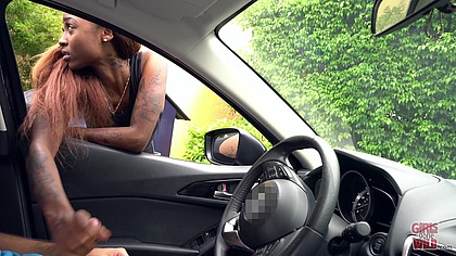 Cute Black Chick Jerks Me Off Through Car Window