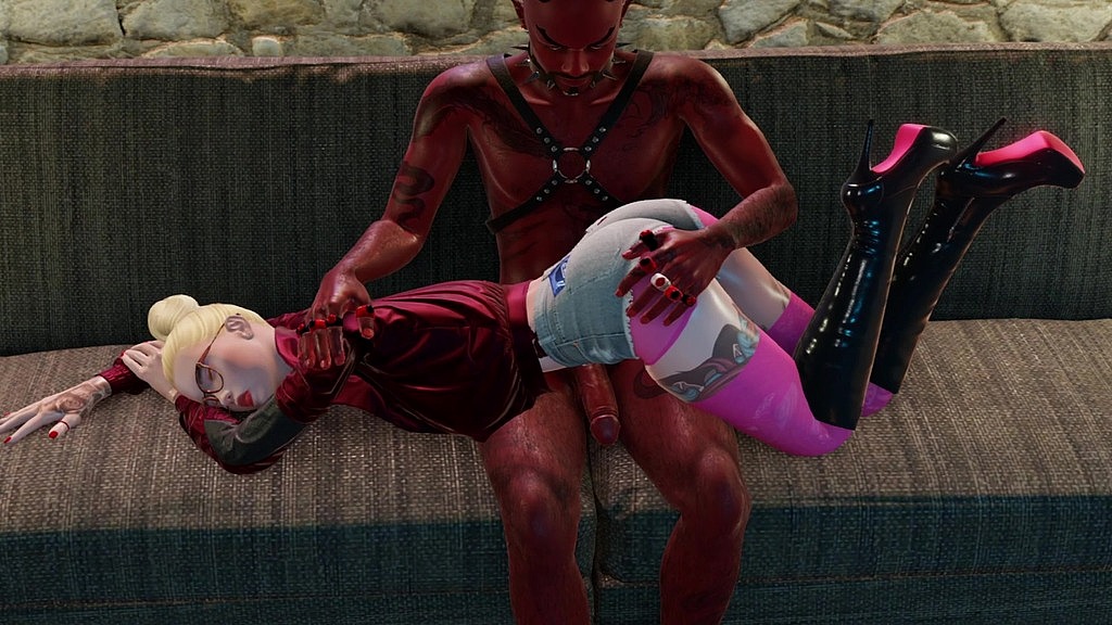 червоний демон забирає в рот Кейли. () red demon claims keyla ́s mouth. ()