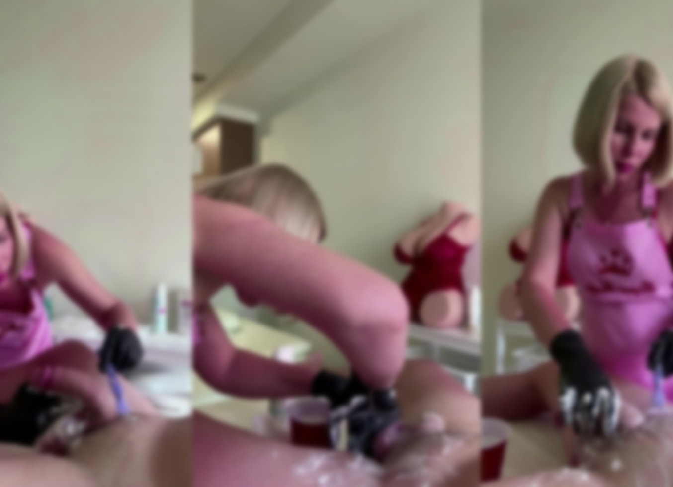 Russian Blonde Slut Shaved Big Dick And Made Him Cum
