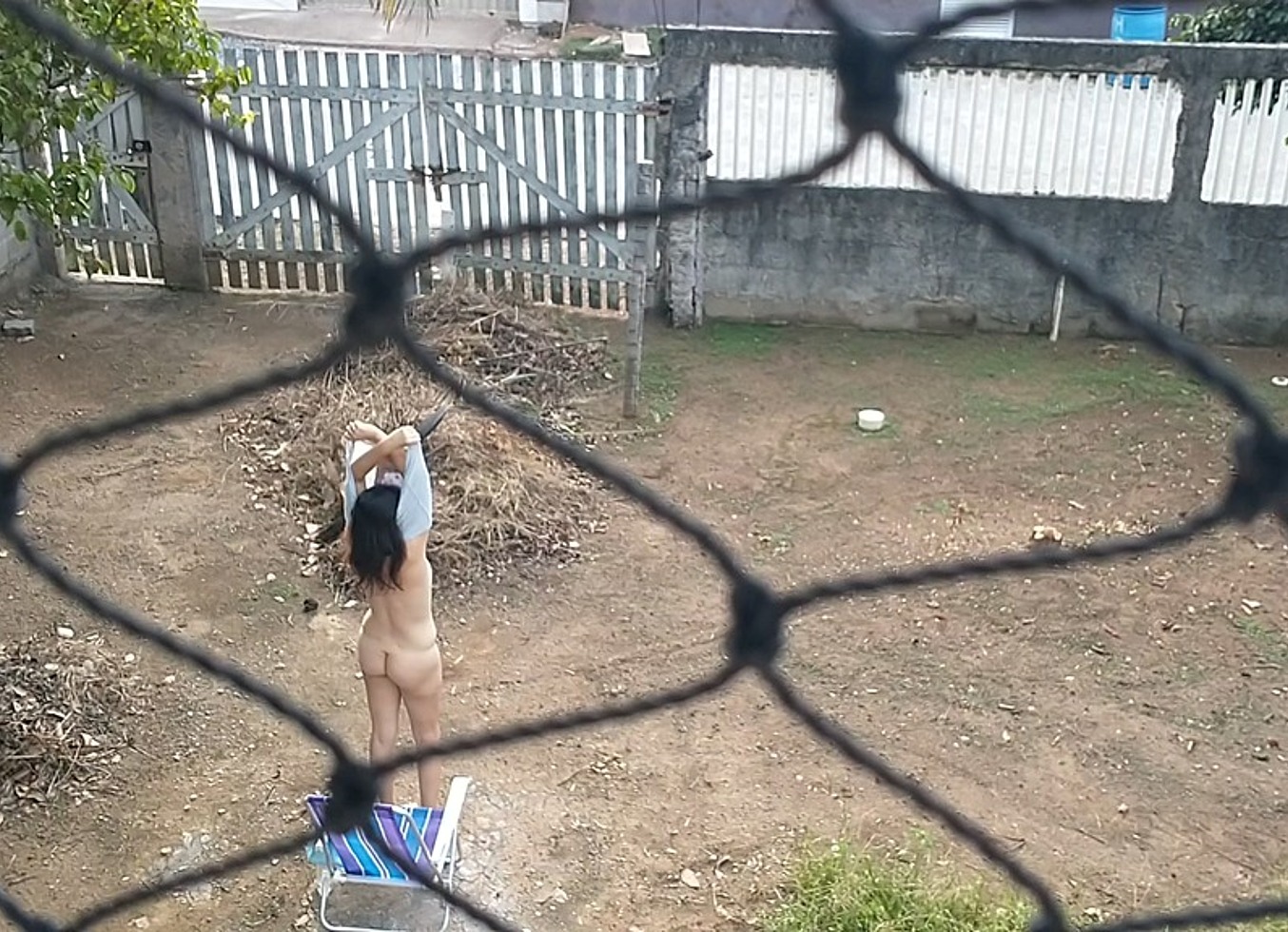My Wife Totally Naked Relaxing In Front Yard