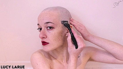 "Red Lips and a Razor Candid Bald Girl Head Shave"