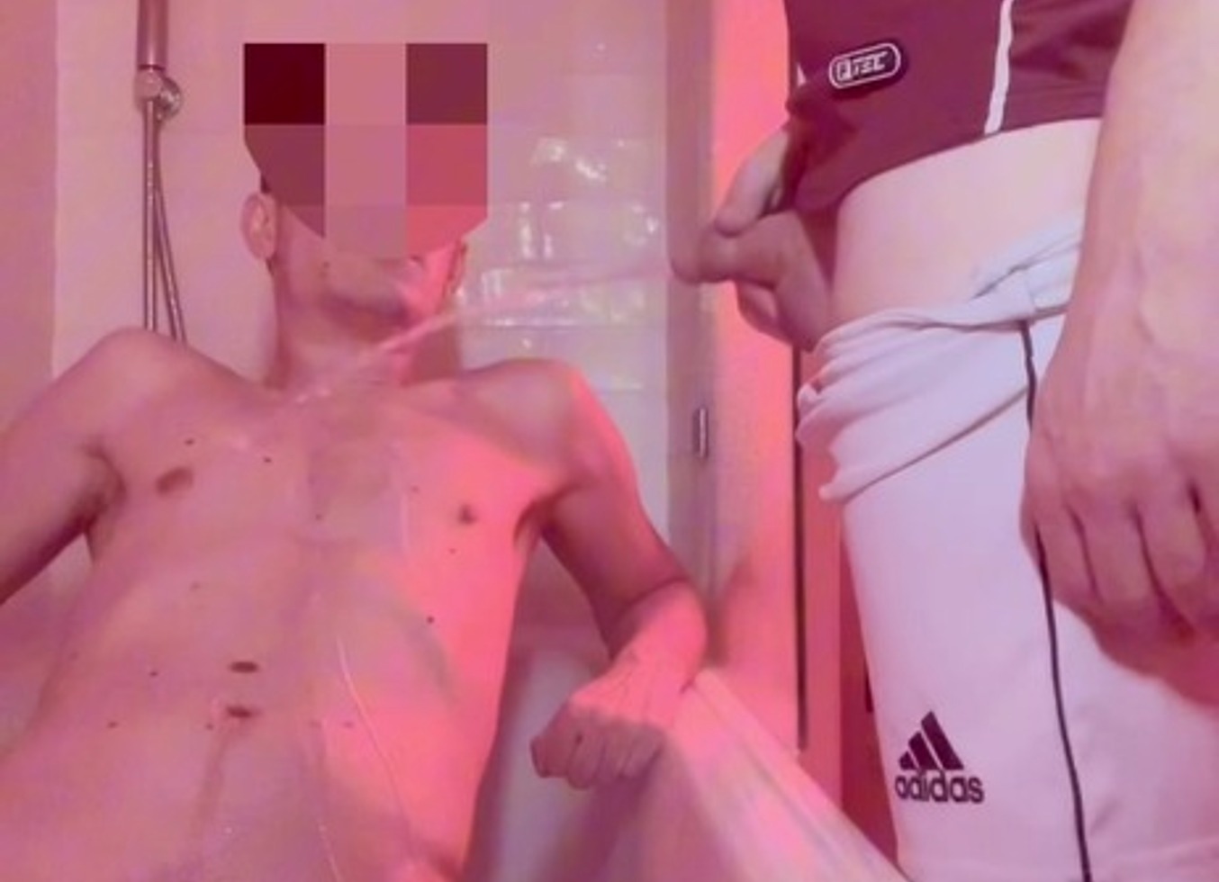 Amateur Boy Lost A Bet, Gets Naked In The Bathtub And Is Pissed On By His Flatmate (Body And Mouth) - And He Can't Hide That He Likes It As His Uncut Cock Gets Hard In 1 Min :)