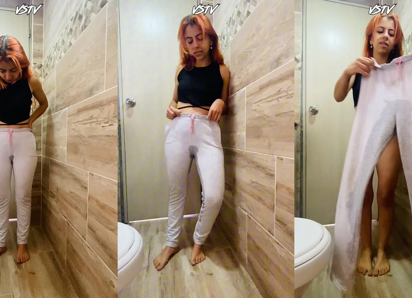 Piss On Yoga Pants In The Badroom