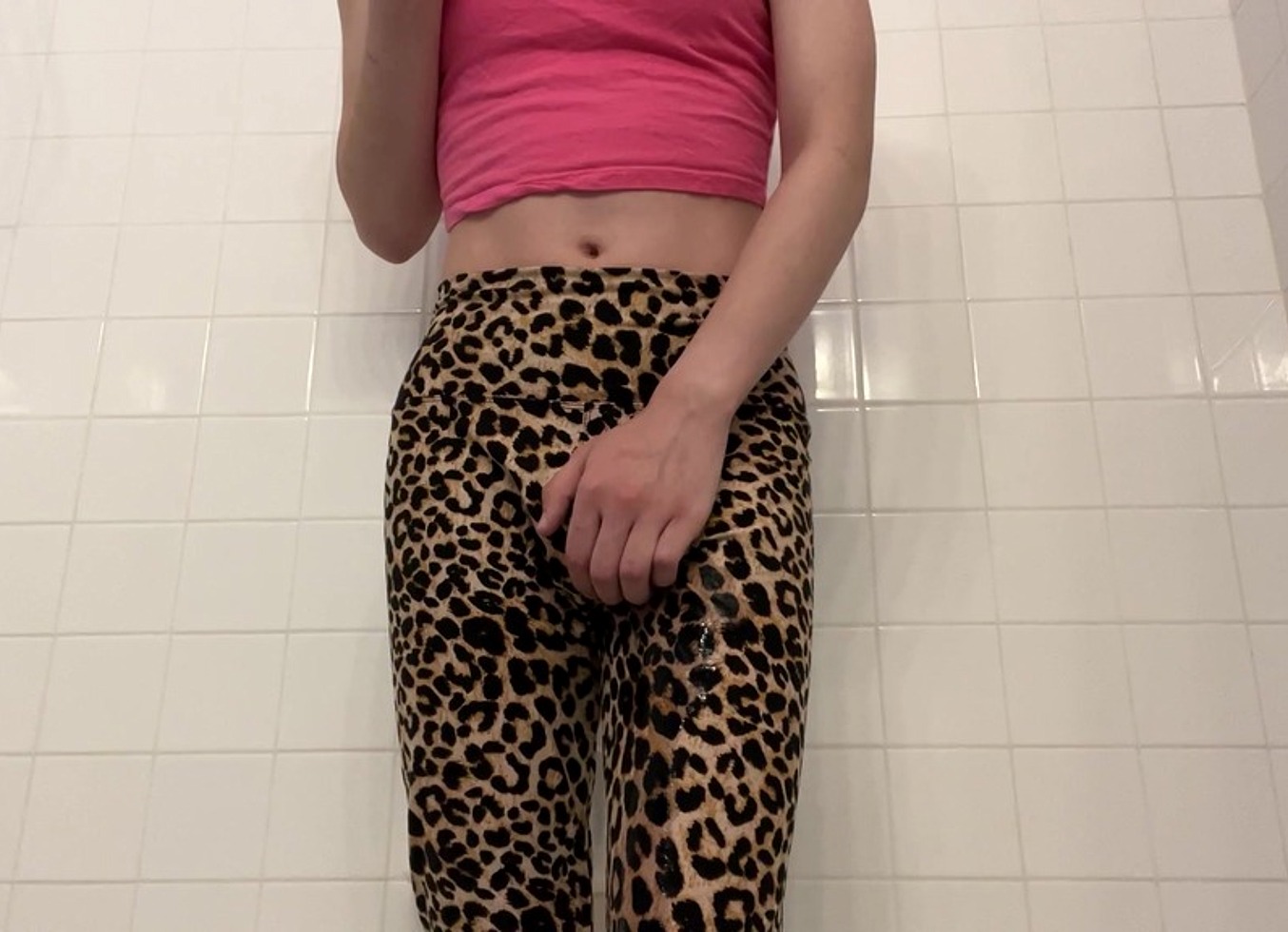 Sissy In Leopard Print Wets Herself