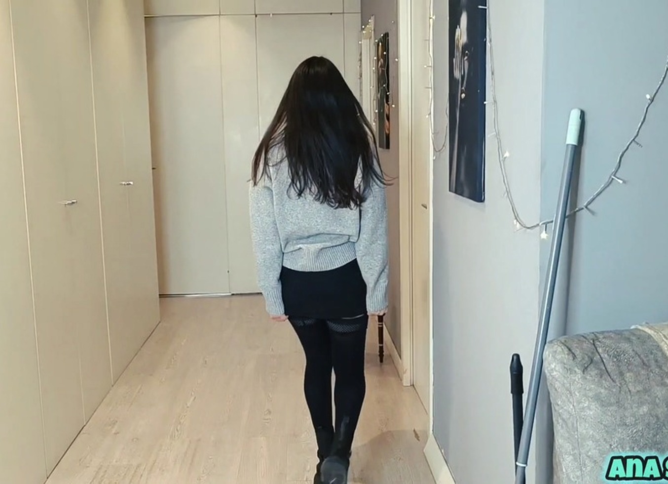 Latina Sweeping The Aisle In Miniskirts With Upskirts Views