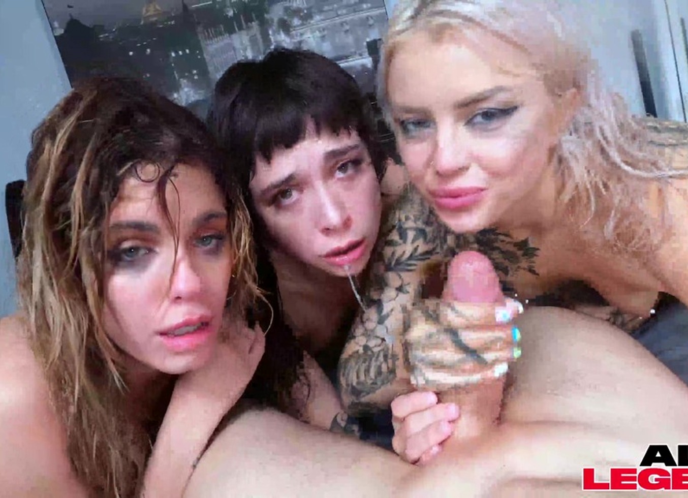 Inked Hoes Nova Flame, Nicole Saphire & Jesse Pony Share One Big Dick!