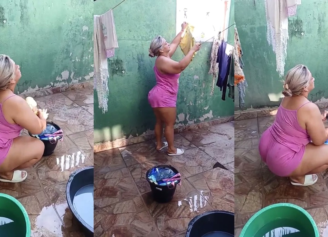 Minha Comadre Casada Estendendo Roupas