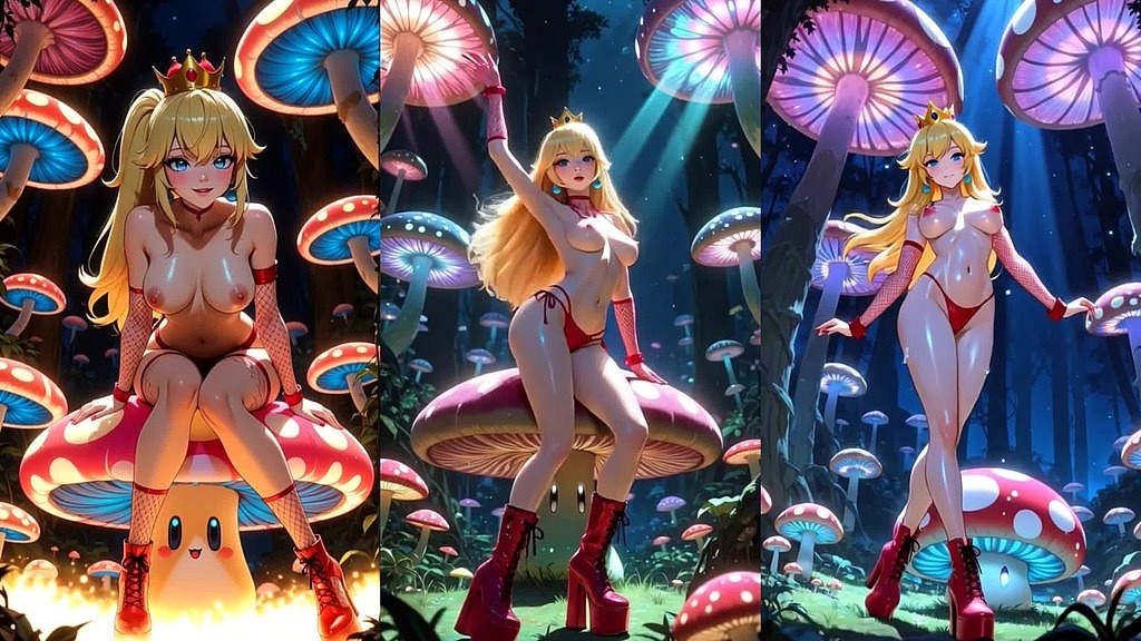 Принцеса Піч танцює у чарівному лісі (анімація зі штучним інтелектом) () princess peach dancing in a magic forest (ai animation) ()