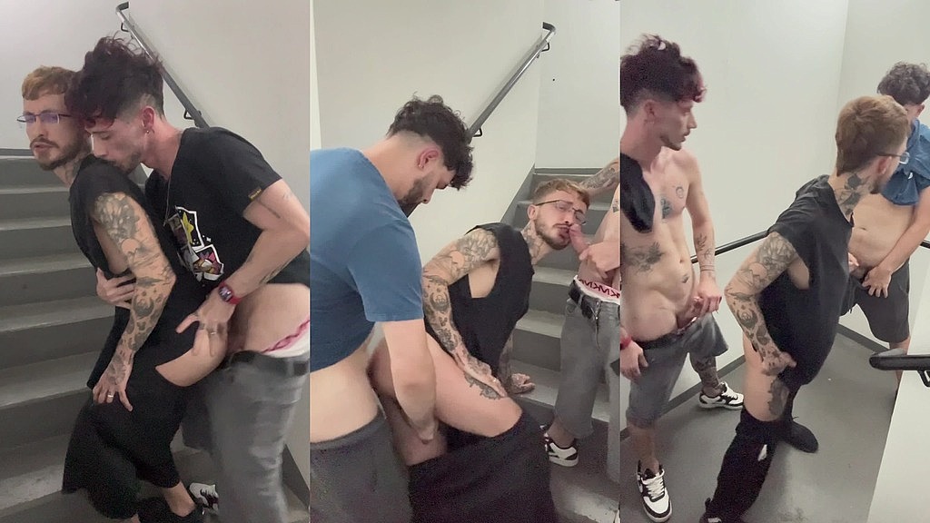 got bred by two hung guys in the emergency stairs (Hariel Dias, Tattoo Boy, Mavidot) got bred by two hung guys in the emergency stairs (Hariel Dias, Tattoo Boy, Mavidot)