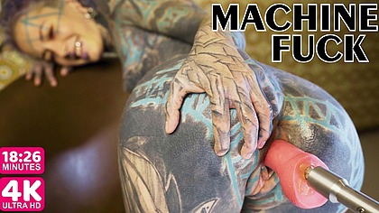 tattooed TEEN testing FUCK MACHINE with her ANAL - gapes, orgasm, anal (goth, punk, alt porn) ZF059