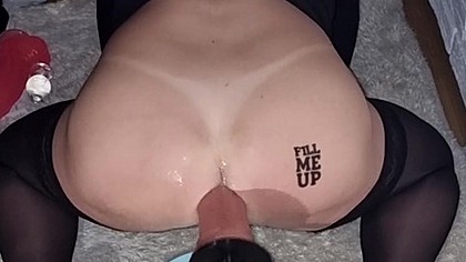 HARD FUCKING ANAL FEMBOY IN BLACK STOCKINGS.SEX MACHINE