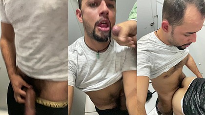 Suruba gay sem camisinha com homens gozando no banheiro publico - Part01