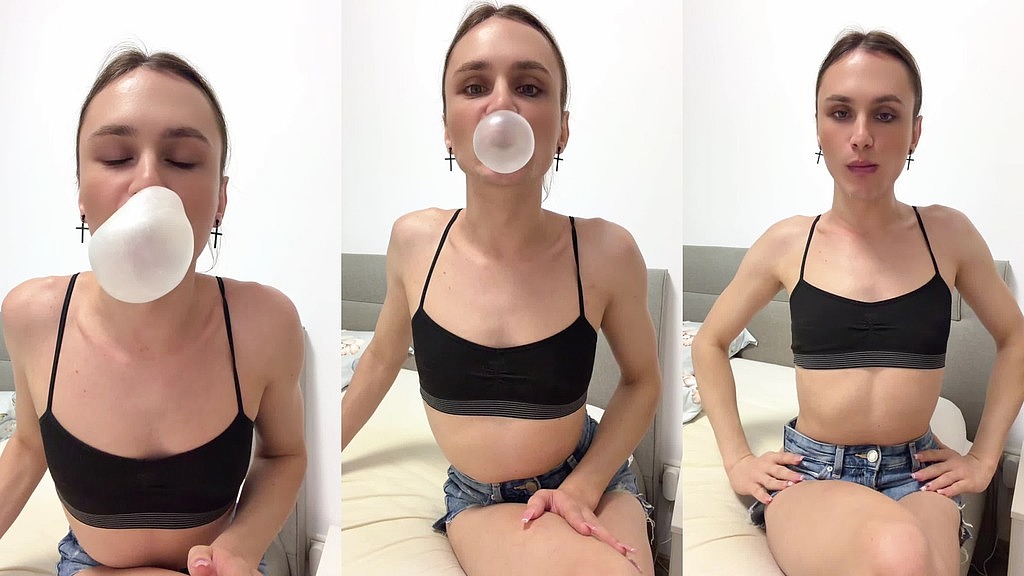 b is for bubble watch me chew, tease and blow bigger and bigger bubbles... including a bubble inside another bubble and even two at once (Trans Kylie Star) b is for bubble watch me chew, tease and blow bigger and bigger bubbles... including a bubble inside another bubble and even two at once (Trans Kylie Star)