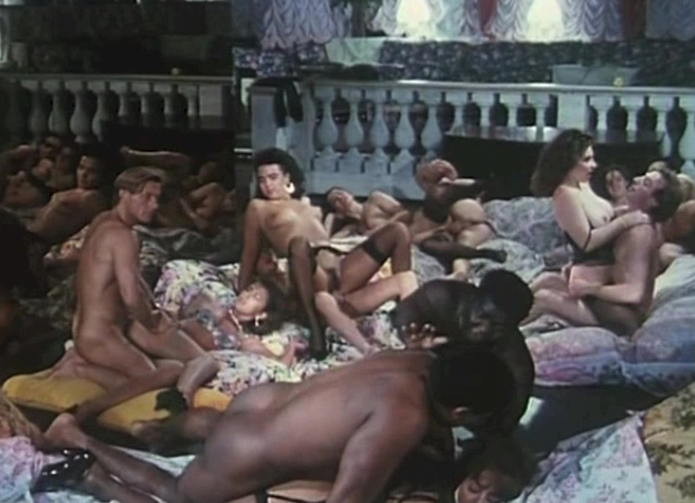 Great Vintage Interracial Orgy with the 90' Porn Icons