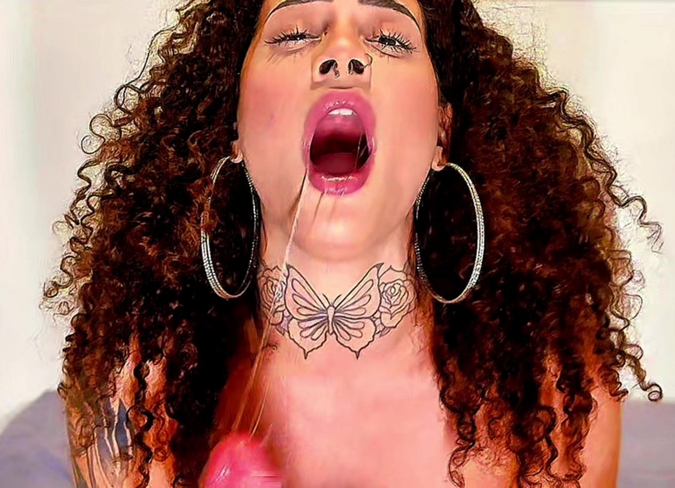 Gostosa Goes Crazy Solo - Big Dildo, Gagging, Tits Shaking!
