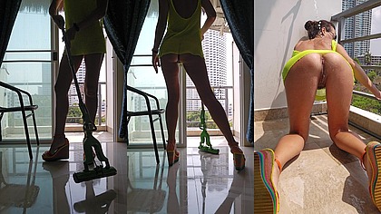 Net Dress NO BRA NO PANTIES Cleaning # Watch into WET Hasiry PUSSY