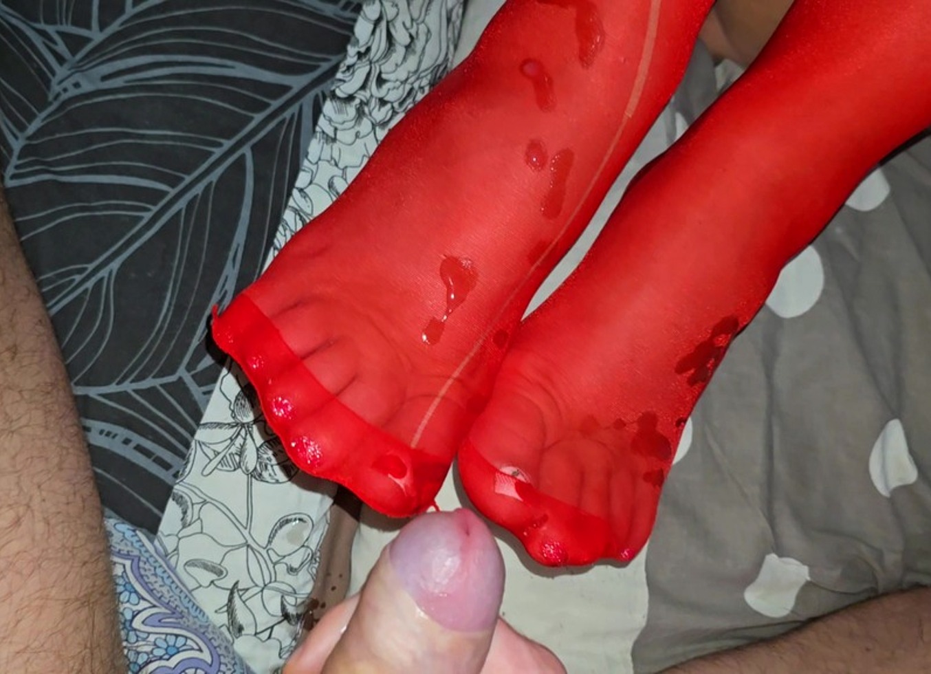 Stepmom In Red Nylon Stockings Takes Stepson's Cock