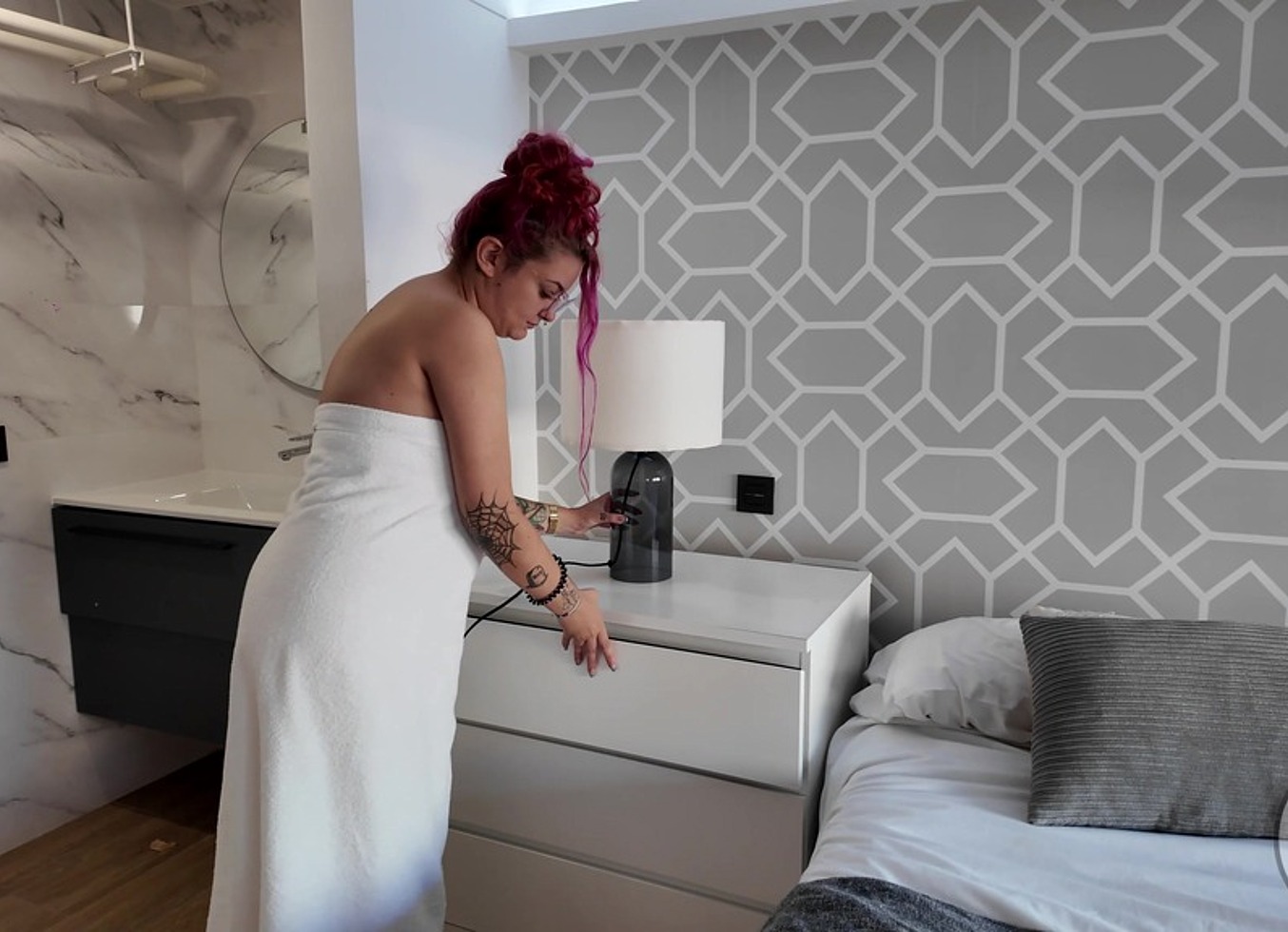 4K Towel Fetish Humping The Corner With Pillow And Furniture