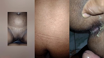 Minha preta dando o rabo no banheiro