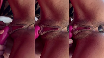 Pink soaked close up vibrator kink fun