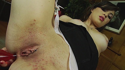 Business Exec Tiffany Doll Plugs Ass With Toys And Spunk-Spraying Dick