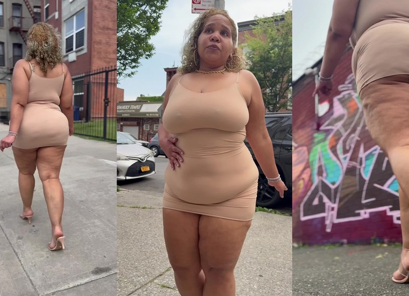 Natural Fat Ass - Thick Legs -High Heels-Stilettos-Mini Skirt -Puerto Rican BBW-Latina-Angielove Lookalike-Redbone-Lightskin -Walking-Slowmotion