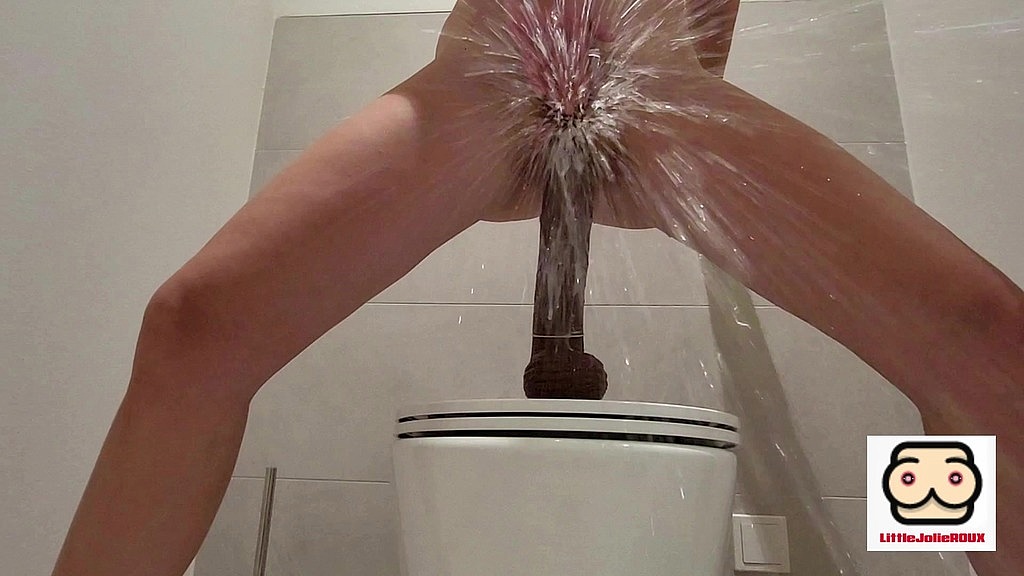 Thumbnail of explosion squirt on toilet from riding huge bbc cock