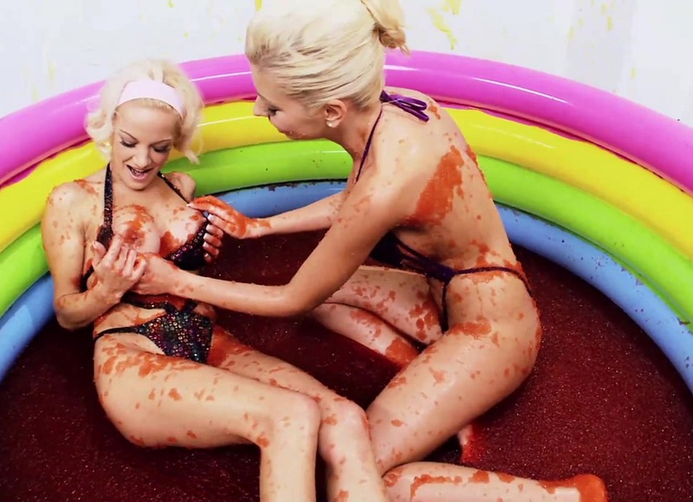Christine Love And Lou Lou Lick Cherry Jam Off Of Each Others Nipples