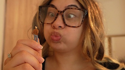 Giantess stepsister face fetish she makes grimaces ahegao faces and silly expressions for her tiny stepbrother while he enjoys watching all the faces she makes for him