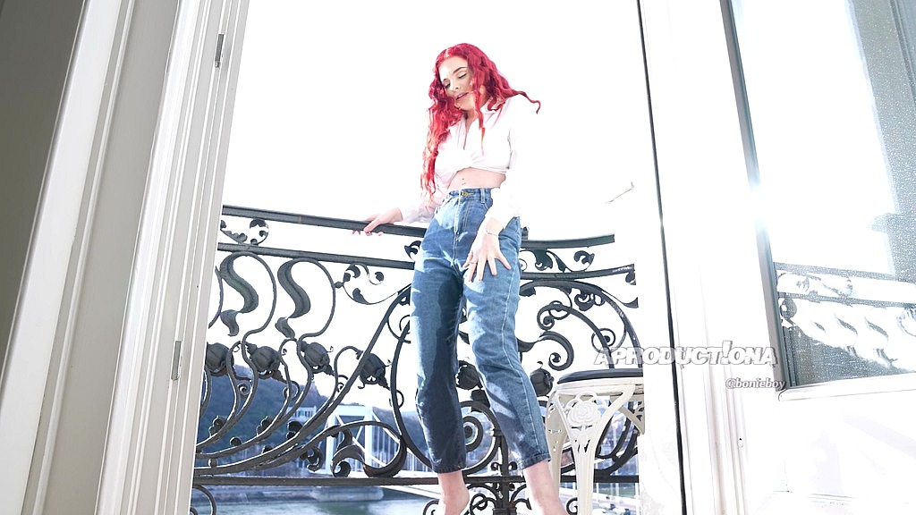 wetting jeans and smoking on balcony (Miss Olivia) wetting jeans and smoking on balcony (Miss Olivia)