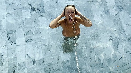 Monika Fox Blowjob, Rimming and Golden Shower In Pool Against Sunset