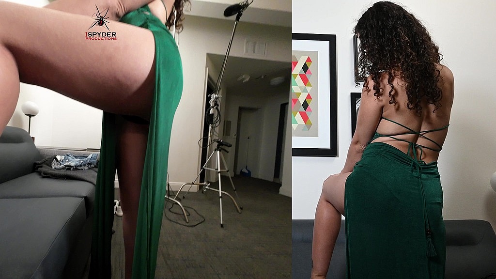 modeling green dress with jules (Spyder Webb, Jules) modeling green dress with jules (Spyder Webb, Jules)