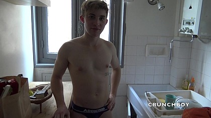 bareback sex with two sexy twinks blond from paris