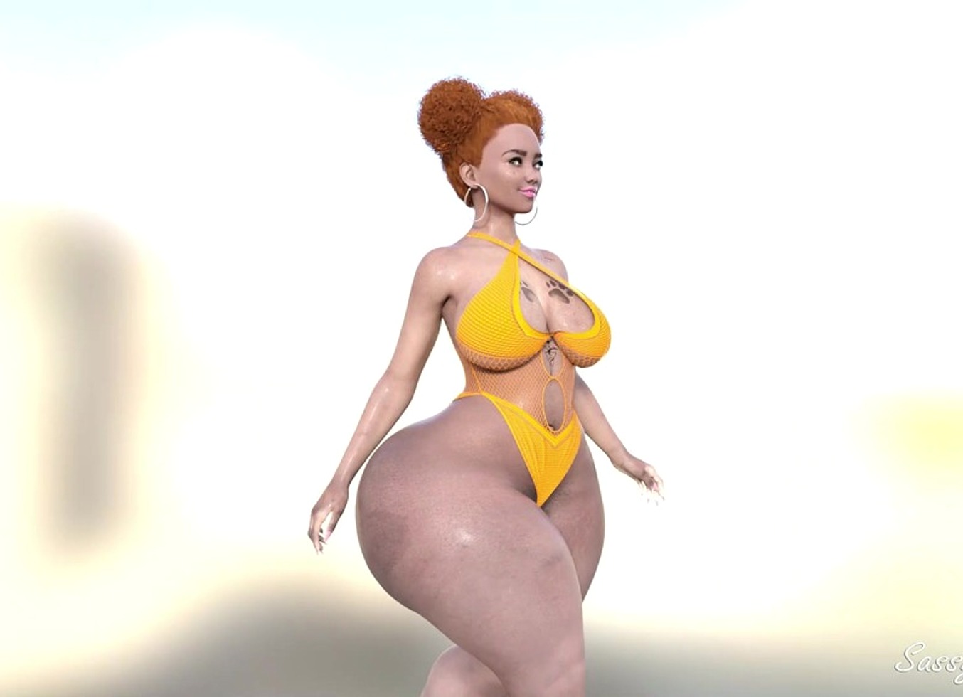 Slim-Thick Jamaican Babe Shows Off Her Big Ass In Skimpy Swimsuit - Sassycomics