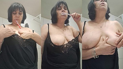 stepmother brushing teeth with paste as thick as thick semen