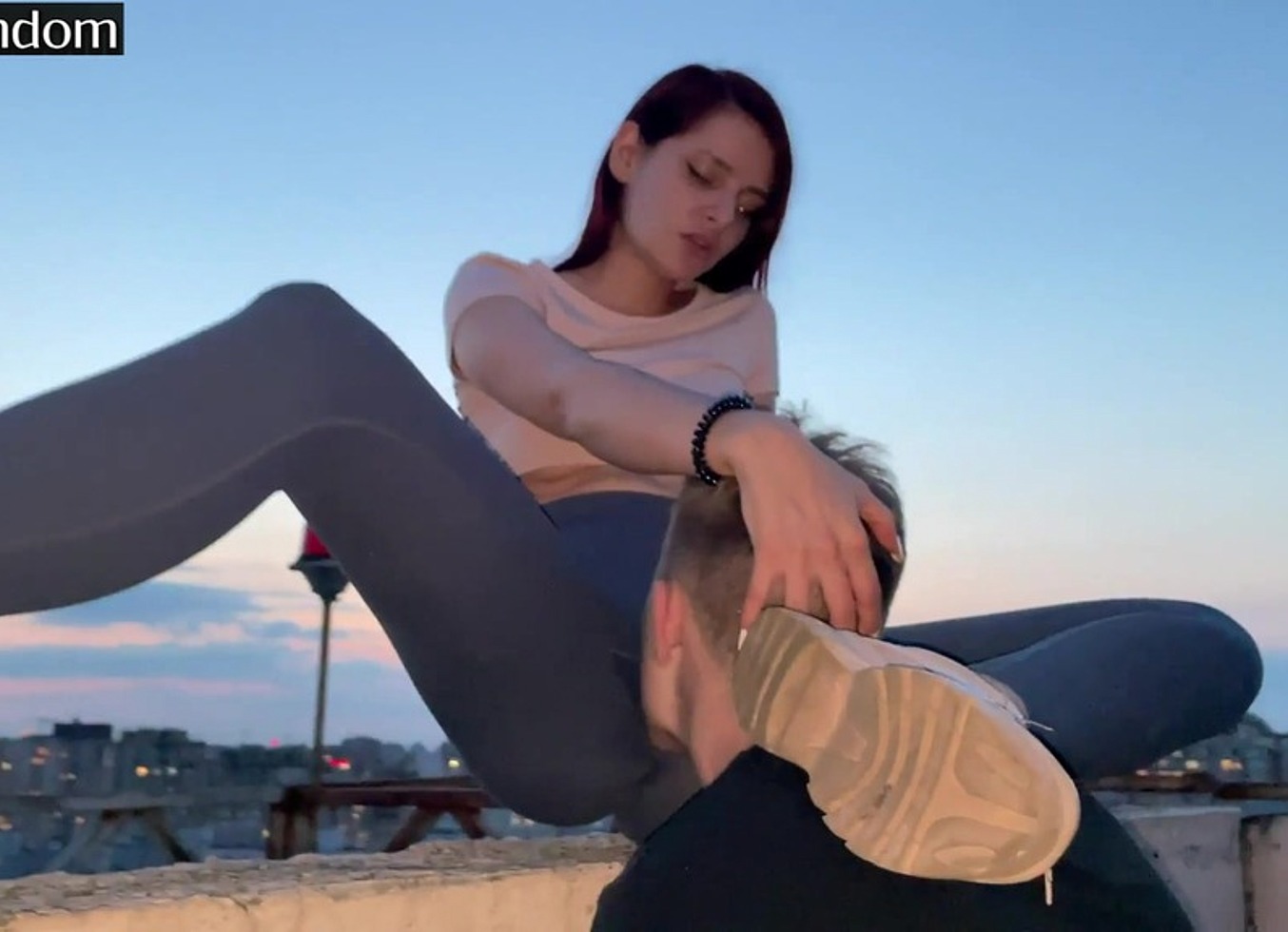 Outdoor Leggings Pussy Worship Femdom on Rooftop