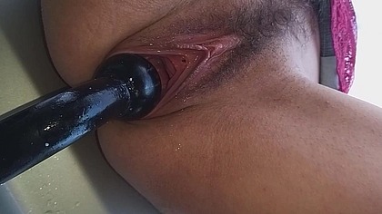 Twice pissing Retro Car TOW BAR before ORGASMIC FUCK it