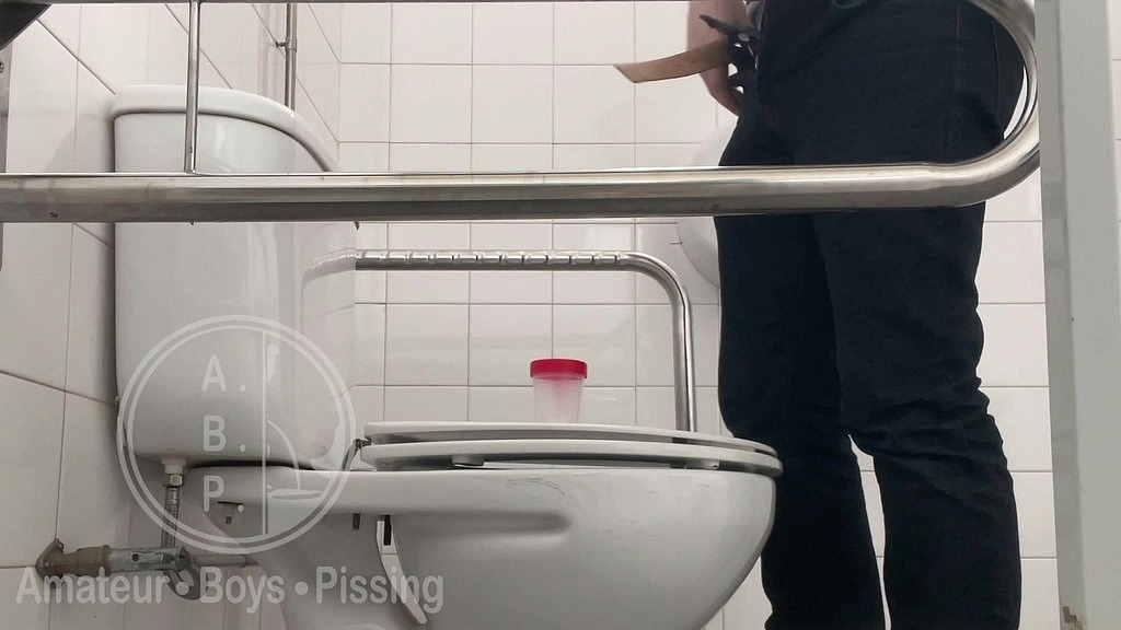 in the hospital toilets, a guy pisses into a cup for a urine sample, then gets horny, jerks-off and cums (Biflatmate) in the hospital toilets, a guy pisses into a cup for a urine sample, then gets horny, jerks-off and cums (Biflatmate)