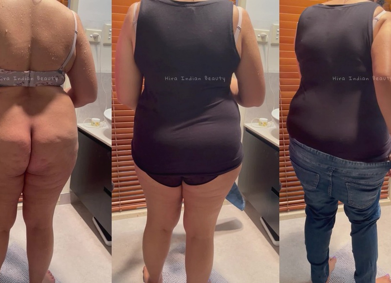 Thick Ass Curvy MILF Wearing Panty, Tops And Jeans - Hot And Real Housewife With Nake Butt