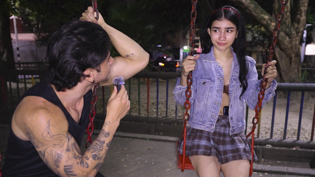 she was shy but curious - playground interview turns into all-night anal