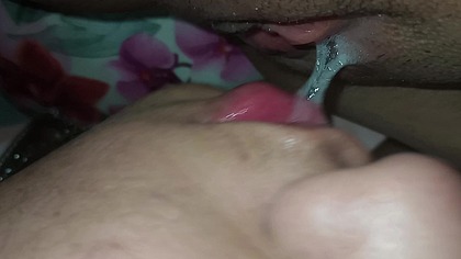 cheating on my cuckold hubby with a young guy in the living room and he didn't bring condoms so cums inside my pussy