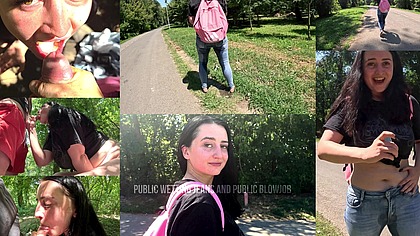 Wetting Jeans in Public and Public Blowjob
