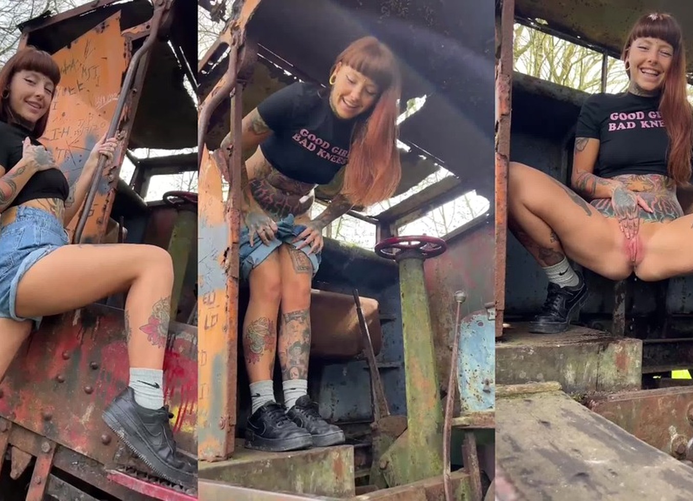 Hot Babe Pees On Abandoned Train!