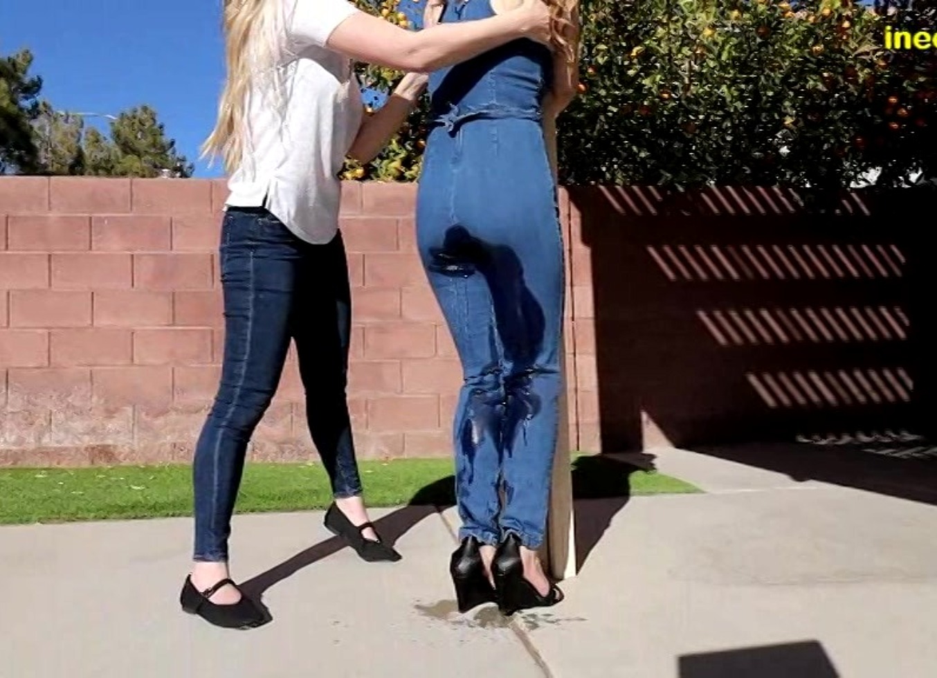 Harlow West Pisses Her Denim Jumpsuit Pee Pants