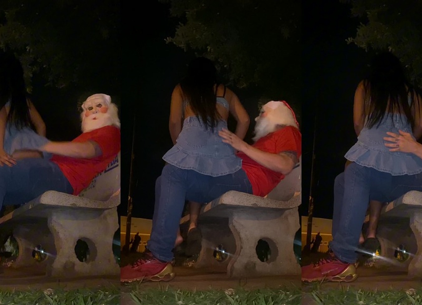 Papai Noel Comendo O Cuzinho Da Novinha Na Praca