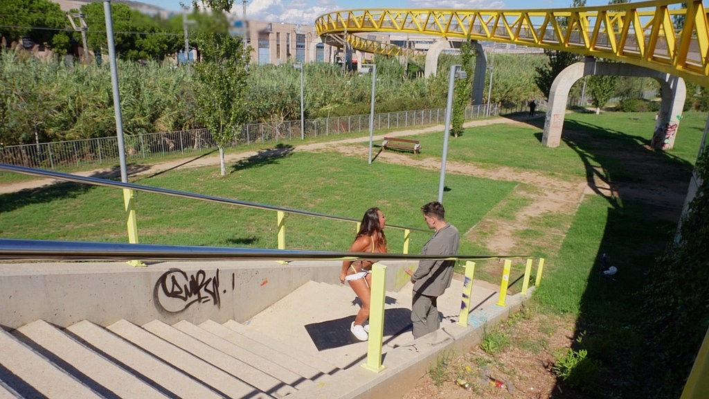 Anal on the pedestrian bridge